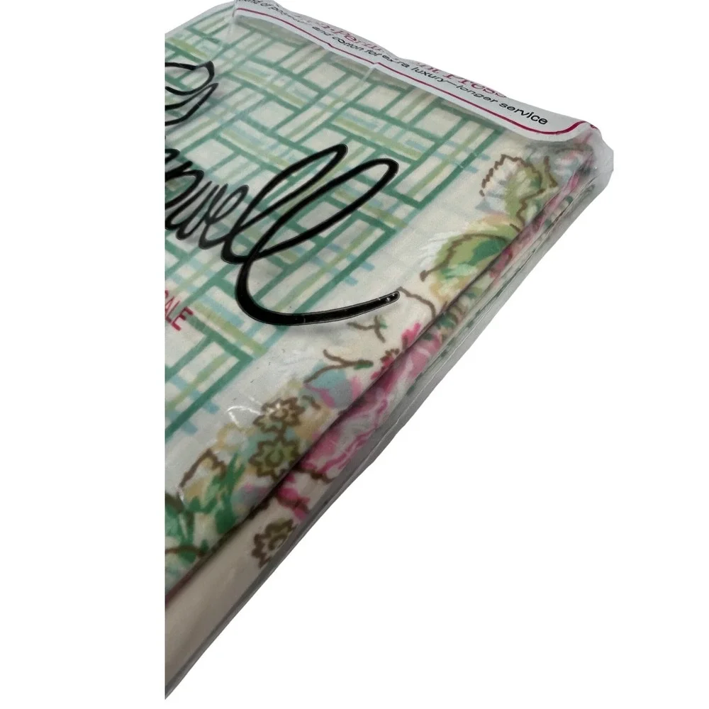 Vintage Sleepwell Percale‎ Pillowcases Set of 2 Green Geometric Floral 42x36 NEW